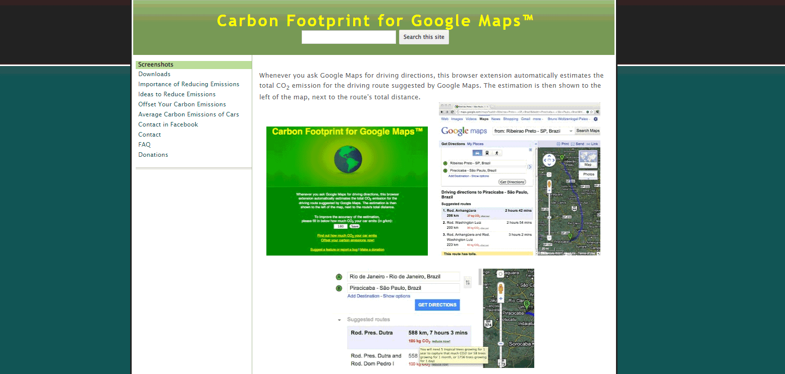 Carbon Footprint for Google Maps