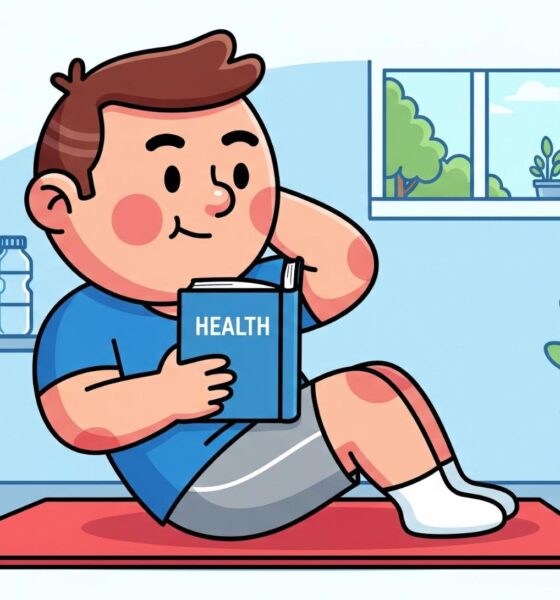 reading fitness books while exercising