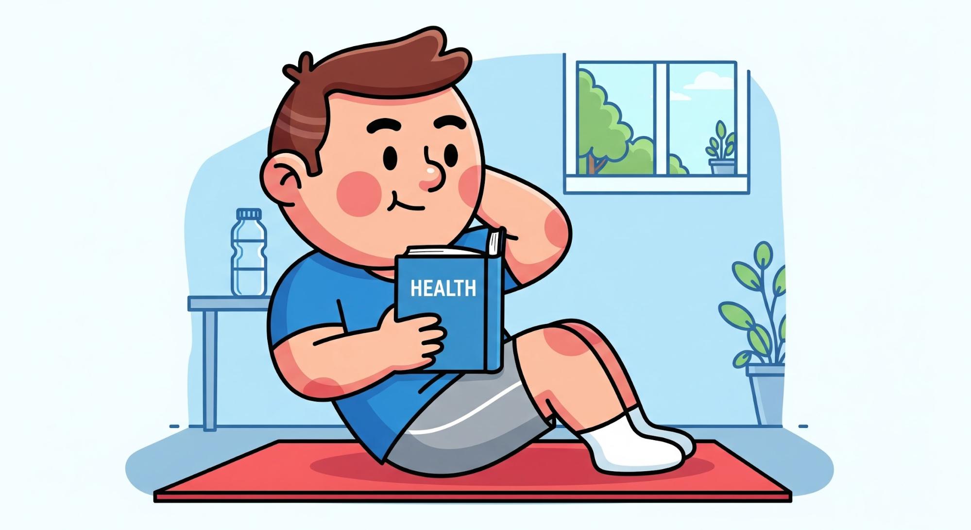 reading fitness books while exercising