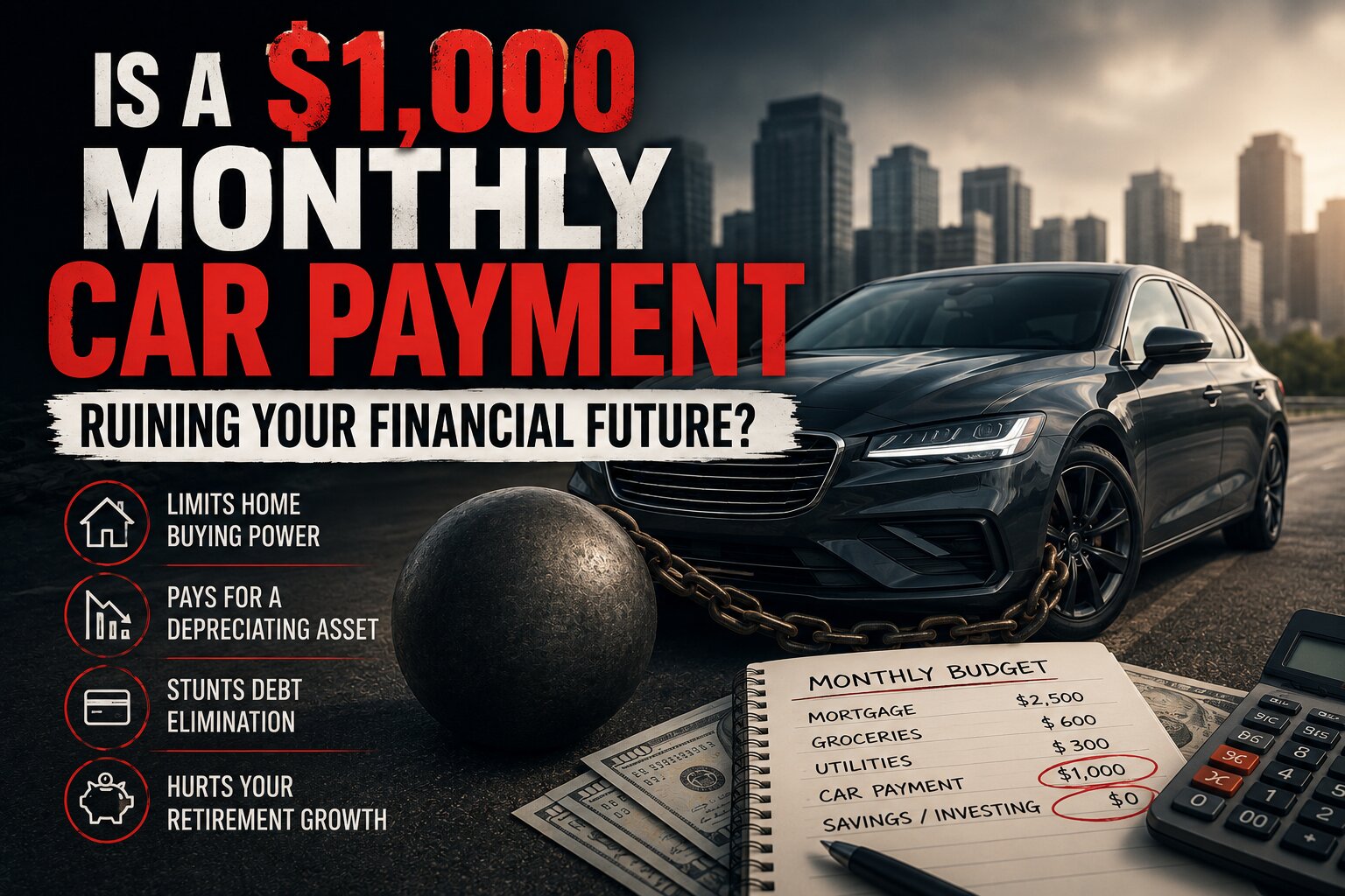 $1,000 monthly car payment impact on household budget and long-term financial future